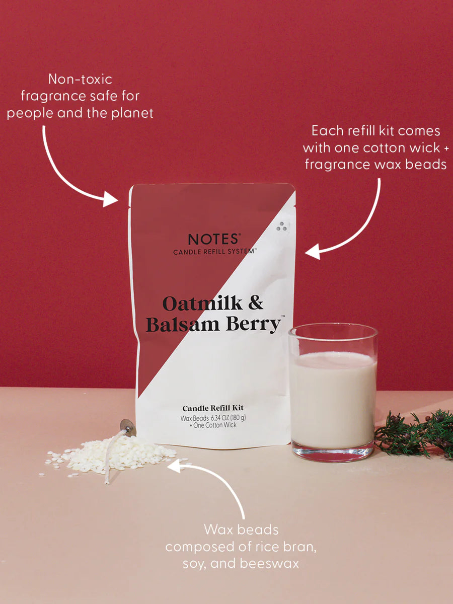 Notes Candle Refill Kit Oatmilk & Balsam Berry