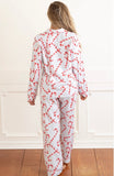 8 Oak Lane Women's Candy Cane Stripe Classic Flannel Pajama Set