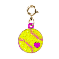 CHARM IT! Gold Glitter Softball Charm