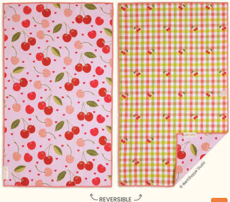 Cherry Hearts Microfiber Kitchen Dish Towel